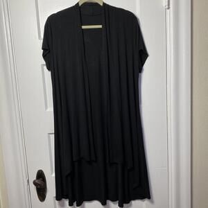 Chic Black Open Front Long Duster Cardigan Y2K Lagenlook Goth Rock Whimsigoth
